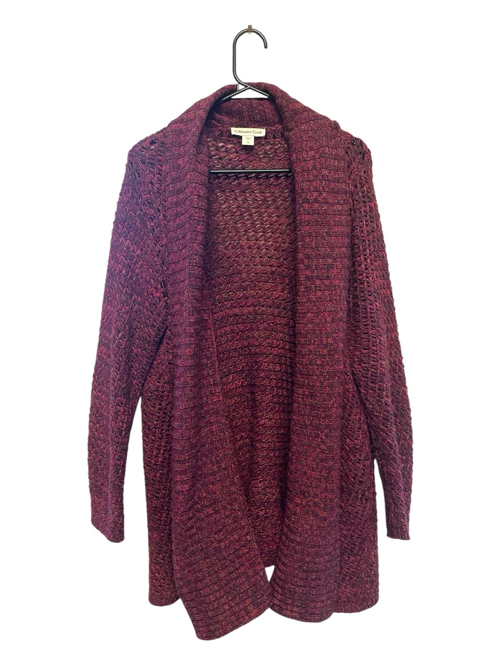 2010’s Coldwater Creek Burgundy Marled Open-Front Knit Cardigan Size Large